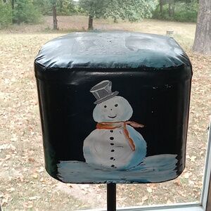 Vintage childrens folk art boho nursery rhyme hassock hand painted